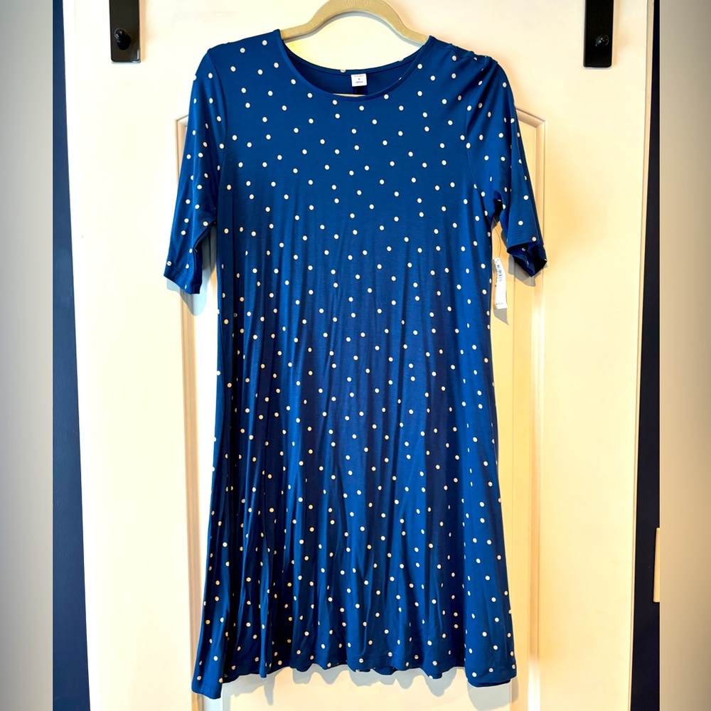Old Navy Blue Polka Dot Swing Dress NWT Medium